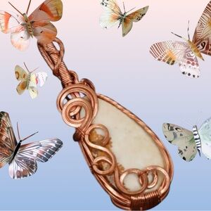 Genuine Picture Jasper and Copper Wire Work Pendant